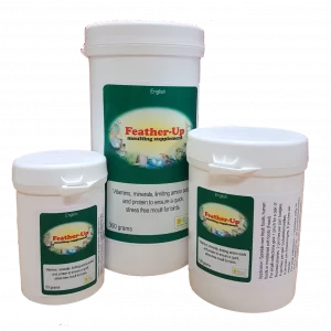 On food moulting supplement for birds containing multi-vitamins, minerals, amino acids and protein. Helps to promote excellent feather condition and speeds up the moulting process. Feather Up - Moulting supplement for birds
