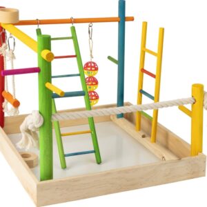 PAWISE 3 IN 1 WOODEN PLAYGROUND BIRD TOY